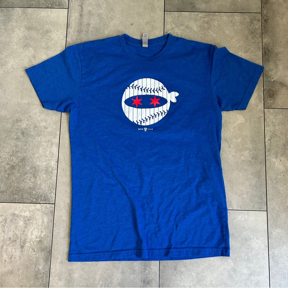 Next Level Apparel Roto Wear cubs Pitching Ninja royal blue baseball shirt S